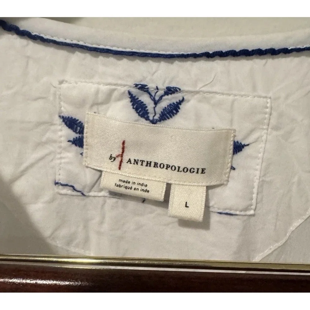 Anthropologie The Somerset Maxi Dress Womens Embroidered Eyelet Large Blue White - Picture 6 of 9